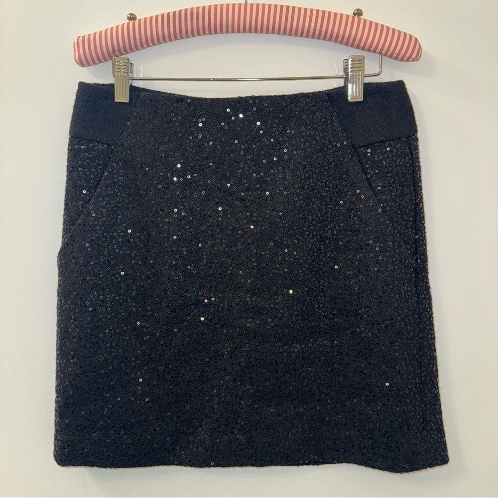 Loft black sequin wool mini skirt size 2 - Picture 10 of 11